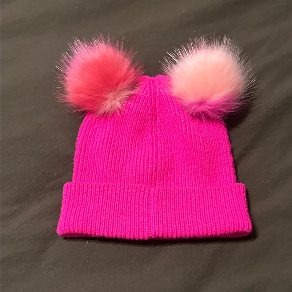 Crewcuts Vibrant Pink Kids Beanie with Pom-Poms